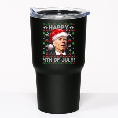 Santa Joe Biden Happy 4th Of July Ugly Christmas Sweater Tumbler