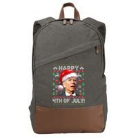 Santa Joe Biden Happy 4th Of July Ugly Christmas Sweater Cotton Canvas Backpack