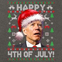 Santa Joe Biden Happy 4th Of July Ugly Christmas Sweater Cotton Canvas Backpack