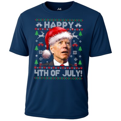 Santa Joe Biden Happy 4th Of July Ugly Christmas Sweater Performance Shirt
