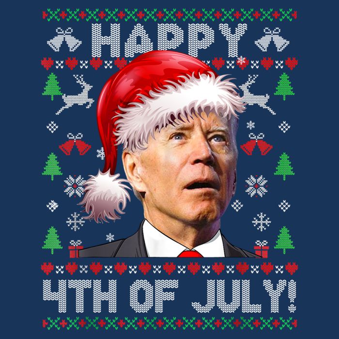 Santa Joe Biden Happy 4th Of July Ugly Christmas Sweater Performance Shirt