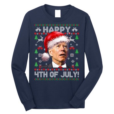 Santa Joe Biden Happy 4th Of July Ugly Christmas Sweater Long Sleeve Shirt
