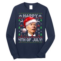 Santa Joe Biden Happy 4th Of July Ugly Christmas Sweater Long Sleeve Shirt