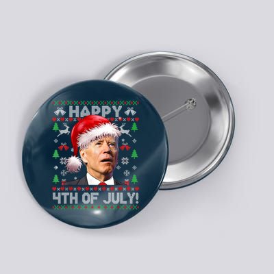 Santa Joe Biden Happy 4th Of July Ugly Christmas Sweater Button
