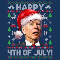 Santa Joe Biden Happy 4th Of July Ugly Christmas Sweater Drawstring Bag