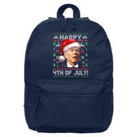 Santa Joe Biden Happy 4th Of July Ugly Christmas Sweater 16 in Basic Backpack