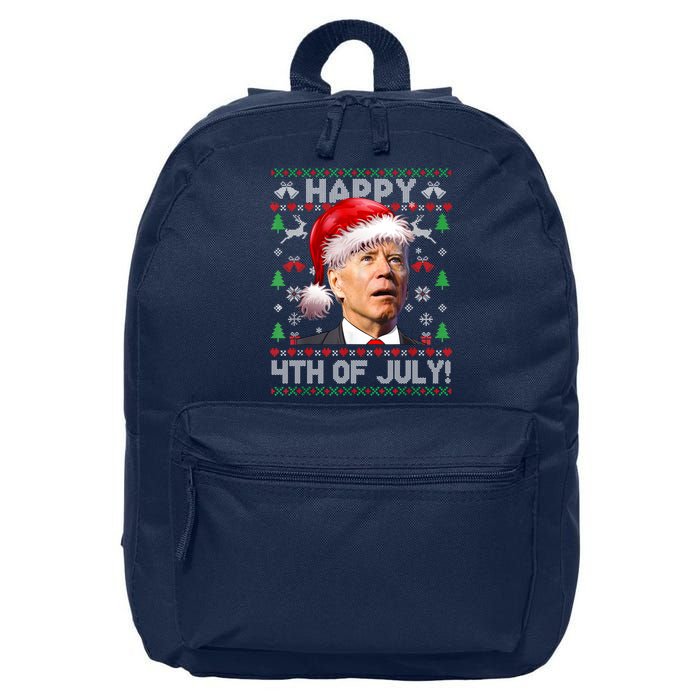 Santa Joe Biden Happy 4th Of July Ugly Christmas Sweater 16 in Basic Backpack