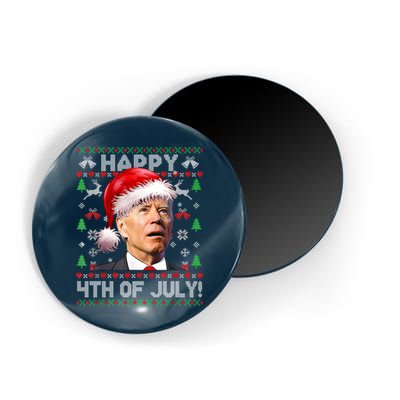 Santa Joe Biden Happy 4th Of July Ugly Christmas Sweater Magnet