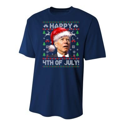 Santa Joe Biden Happy 4th Of July Ugly Christmas Sweater Youth Performance Sprint T-Shirt