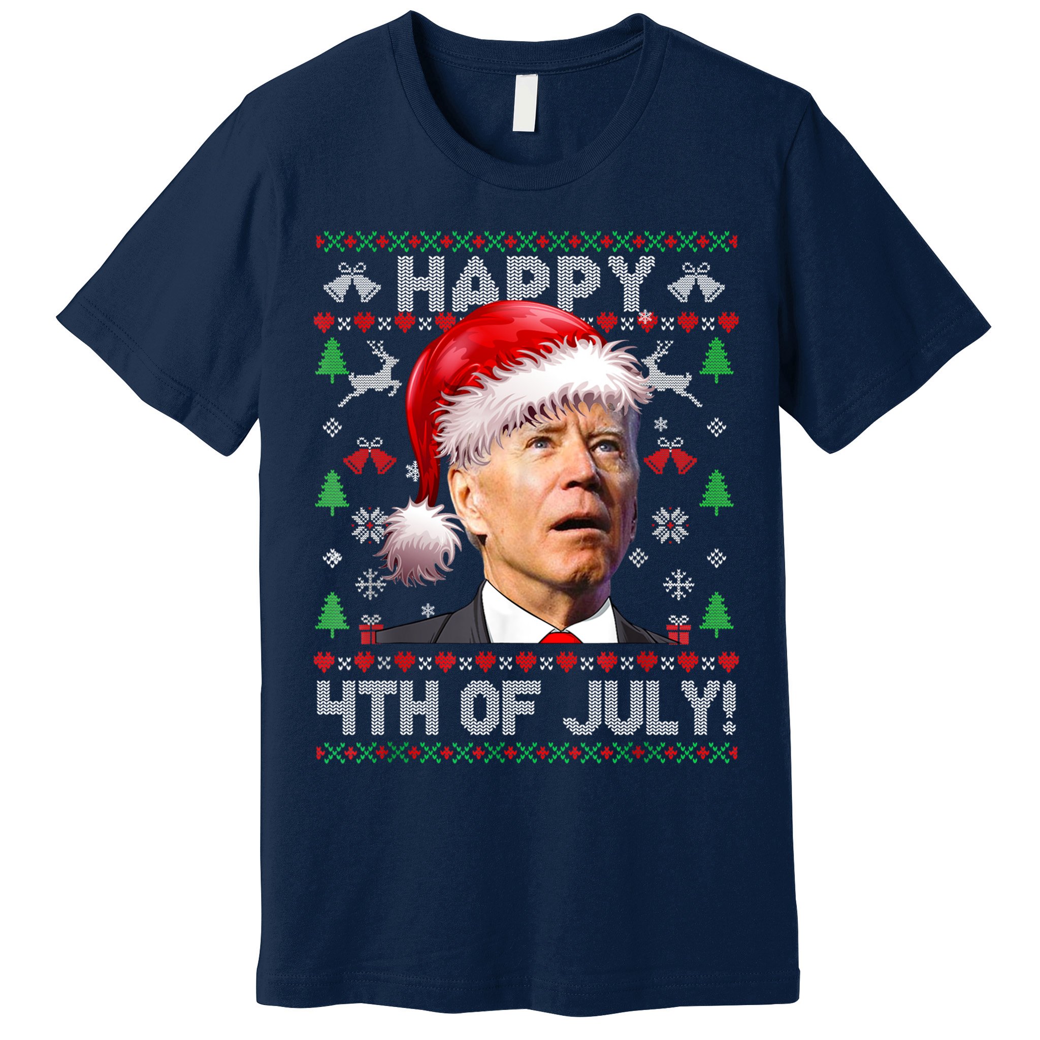 Santa Joe Biden Happy 4th Of July Ugly Christmas Sweater Premium T-Shirt