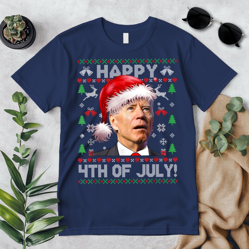 Santa Joe Biden Happy 4th Of July Ugly Christmas Sweater Premium T-Shirt