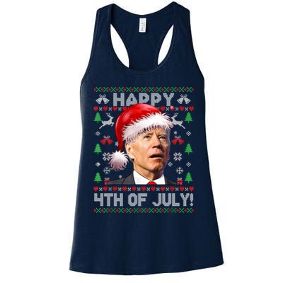Santa Joe Biden Happy 4th Of July Ugly Christmas Sweater Womens Tank Top