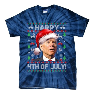 Santa Joe Biden Happy 4th Of July Ugly Christmas Sweater Tie-Dye T-Shirt