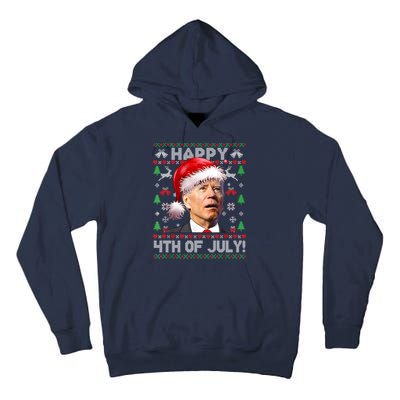 Santa Joe Biden Happy 4th Of July Ugly Christmas Sweater Tall Hoodie
