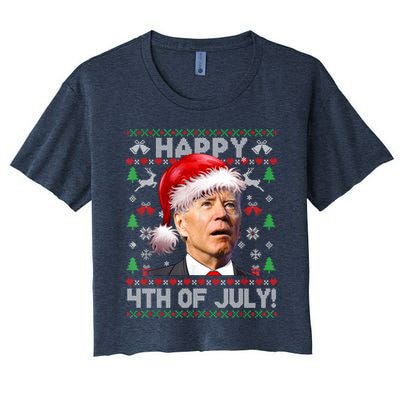 Santa Joe Biden Happy 4th Of July Ugly Christmas Sweater Crop Top