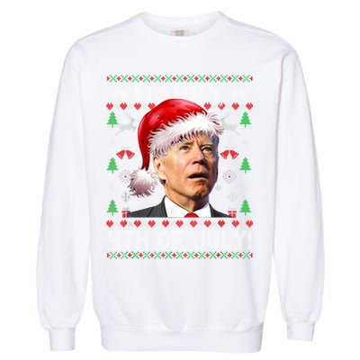 Santa Joe Biden Happy 4th Of July Ugly Christmas Sweater Garment-Dyed Sweatshirt