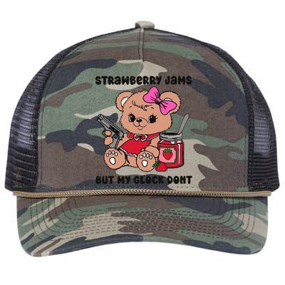 Strawberry Jams But My Gun Dont Funny Meme Retro Rope Trucker Hat Cap