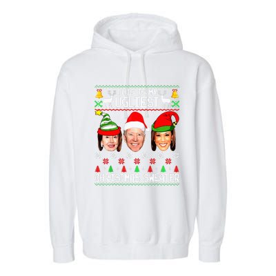 Santa Joe Biden This Is My Ugliest Christmas Sweater Ugly Garment-Dyed Fleece Hoodie