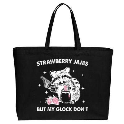 Strawberry Jams But My Glock Dont Funny Raccoon Cotton Canvas Jumbo Tote