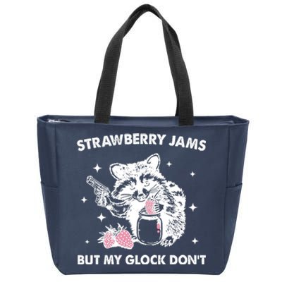 Strawberry Jams But My Glock Dont Funny Raccoon Zip Tote Bag