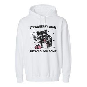 Strawberry Jams But My Glock Dont Funny Raccoon Garment-Dyed Fleece Hoodie