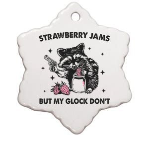 Strawberry Jams But My Glock Dont Funny Raccoon Ceramic Star Ornament