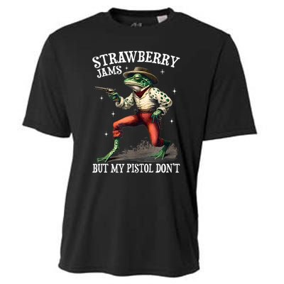 Strawberry Jams But My Pistol DonT Frog Meme Cooling Performance Crew T-Shirt