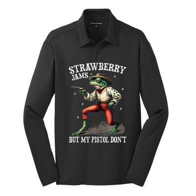 Strawberry Jams But My Pistol DonT Frog Meme Silk Touch Performance Long Sleeve Polo