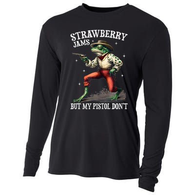 Strawberry Jams But My Pistol DonT Frog Meme Cooling Performance Long Sleeve Crew