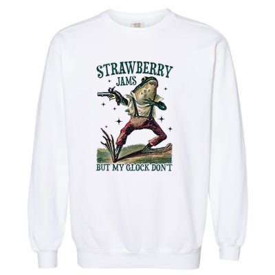 Strawberry Jams But My Pistol DonT Funny Frog Meme Garment-Dyed Sweatshirt