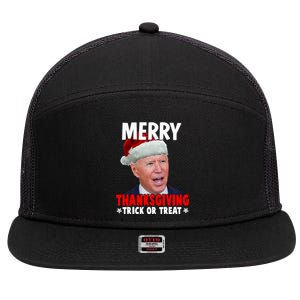 Santa Joe Biden Merry Thanksgiving Christmas Ugly Sweater Gift 7 Panel Mesh Trucker Snapback Hat