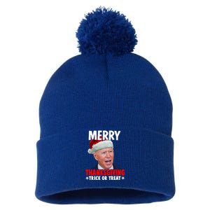 Santa Joe Biden Merry Thanksgiving Christmas Ugly Sweater Gift Pom Pom 12in Knit Beanie