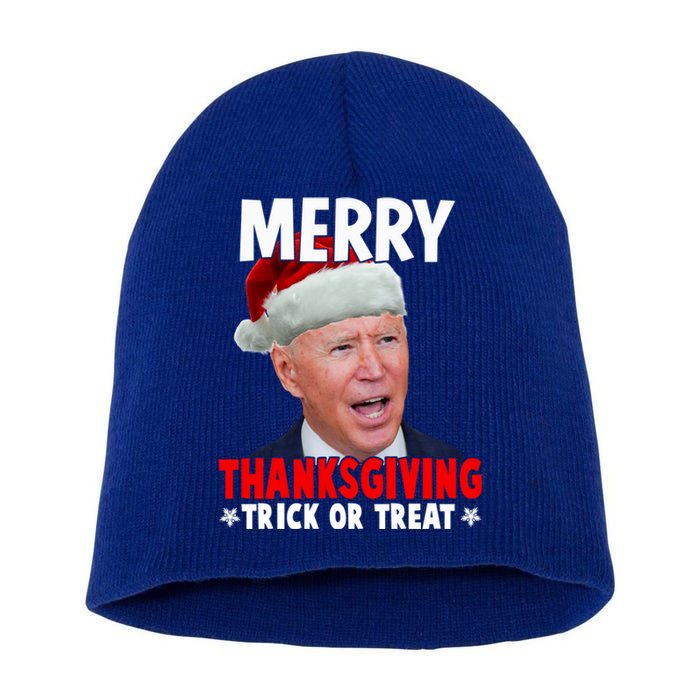 Santa Joe Biden Merry Thanksgiving Christmas Ugly Sweater Gift Short Acrylic Beanie