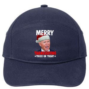 Santa Joe Biden Merry Thanksgiving Christmas Ugly Sweater Gift 7-Panel Snapback Hat