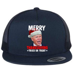 Santa Joe Biden Merry Thanksgiving Christmas Ugly Sweater Gift Flat Bill Trucker Hat