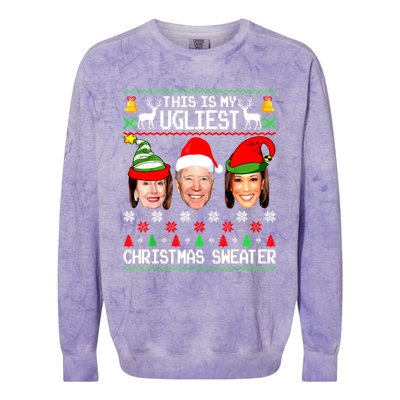 Santa Joe Biden This Is My Ugliest Christmas Sweater Ugly Gift Colorblast Crewneck Sweatshirt