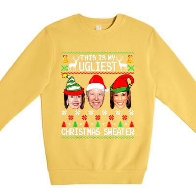 Santa Joe Biden This Is My Ugliest Christmas Sweater Ugly Gift Premium Crewneck Sweatshirt