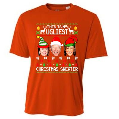 Santa Joe Biden This Is My Ugliest Christmas Sweater Ugly Gift Cooling Performance Crew T-Shirt