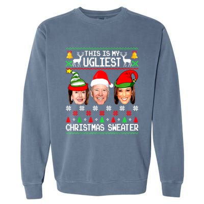 Santa Joe Biden This Is My Ugliest Christmas Sweater Ugly Gift Garment-Dyed Sweatshirt