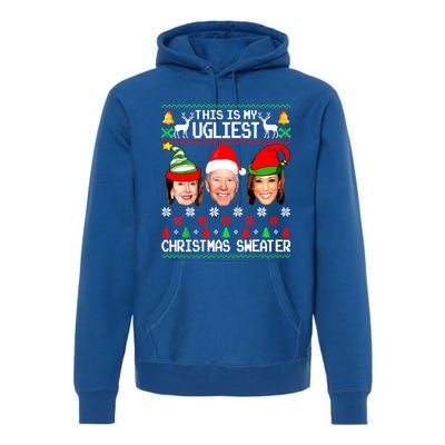 Santa Joe Biden This Is My Ugliest Christmas Sweater Ugly Gift Premium Hoodie