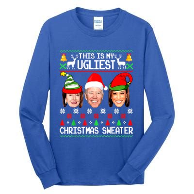 Santa Joe Biden This Is My Ugliest Christmas Sweater Ugly Gift Tall Long Sleeve T-Shirt