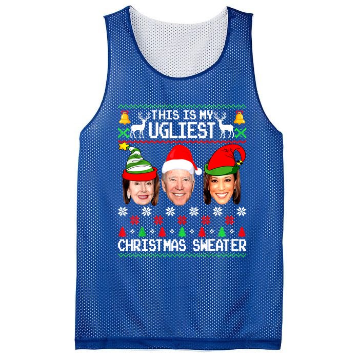 Santa Joe Biden This Is My Ugliest Christmas Sweater Ugly Gift Mesh Reversible Basketball Jersey Tank