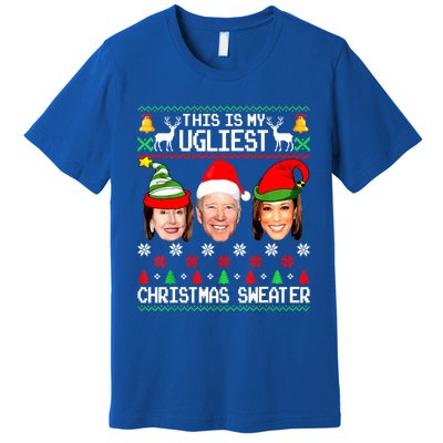 Santa Joe Biden This Is My Ugliest Christmas Sweater Ugly Gift Premium T-Shirt