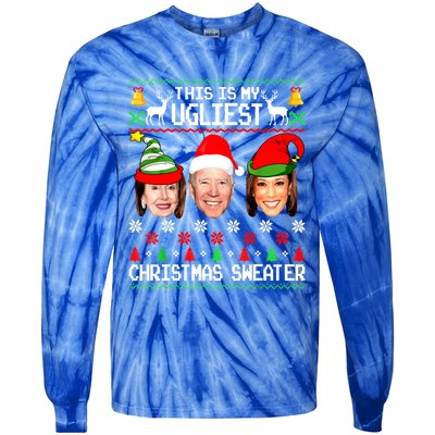 Santa Joe Biden This Is My Ugliest Christmas Sweater Ugly Gift Tie-Dye Long Sleeve Shirt