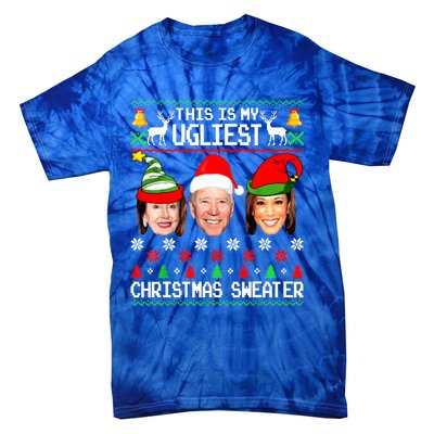 Santa Joe Biden This Is My Ugliest Christmas Sweater Ugly Gift Tie-Dye T-Shirt