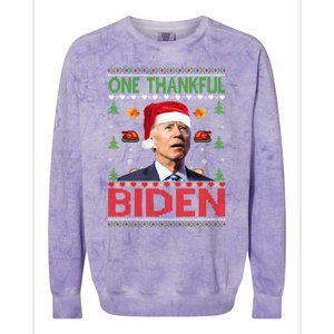 Santa Joe Biden One Thankful Biden Christmas Ugly Sweater Gift Colorblast Crewneck Sweatshirt