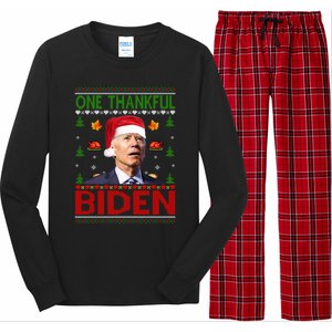 Santa Joe Biden One Thankful Biden Christmas Ugly Sweater Gift Long Sleeve Pajama Set