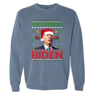 Santa Joe Biden One Thankful Biden Christmas Ugly Sweater Gift Garment-Dyed Sweatshirt