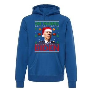 Santa Joe Biden One Thankful Biden Christmas Ugly Sweater Gift Premium Hoodie