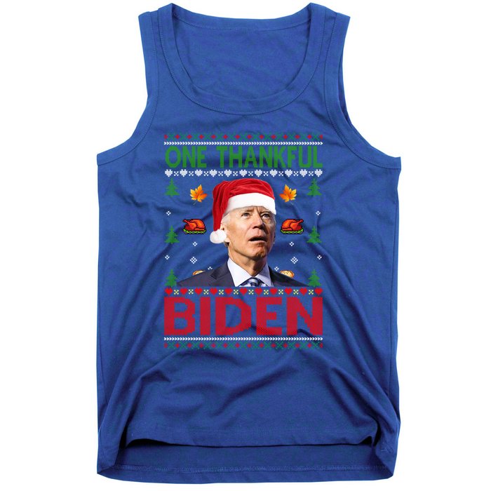 Santa Joe Biden One Thankful Biden Christmas Ugly Sweater Gift Tank Top